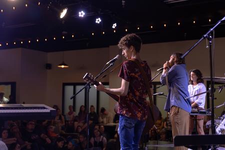 Students perform during Open Mic Night in Barefoots Joe. - Photo by Cade Smith