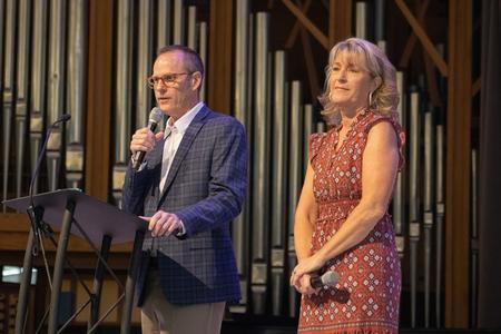 Jerry and Christi Haag, One More Child, speak in chapel. - Photo by Abigail Aspinwall