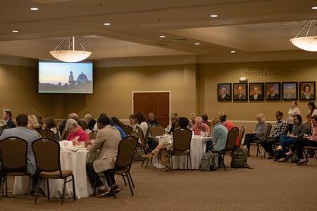 Union friends and family gather to pray during a prayer breakfast in the Grant Center. - Photo by Cade Smith