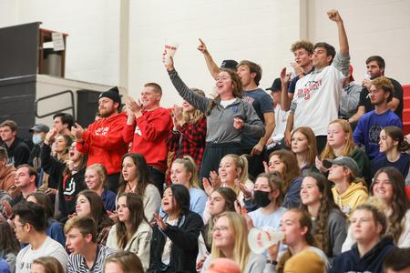 Students cheer during the Bulldog Madness dunking contest.  - Photo by Kristi McMurry Woody