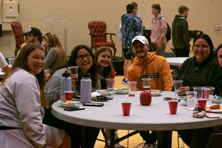 Students enjoy time with friends during the ATO chili cook-off.  - Photo by Faith Orr