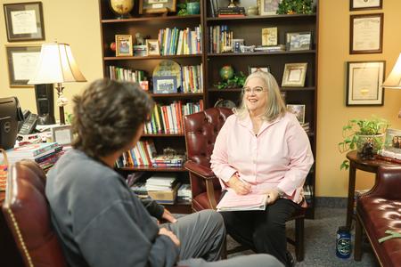 11/3/21 - Nancy Cherry, professor of education, meets with a student in her office. - Kristi McMurry Woody