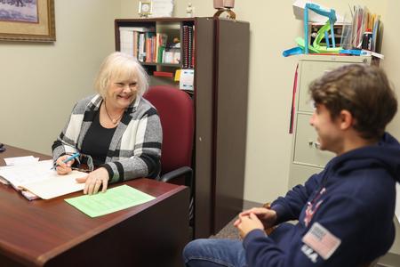 11/3/21 - Melessia Mathis, assistant professor of education, meets with a student in her office. - Kristi McMurry Woody