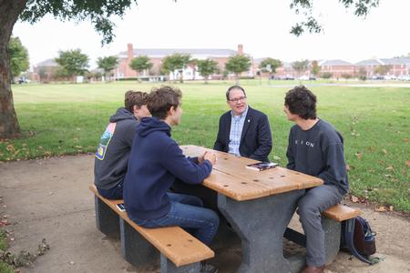 11/3/21 - John Foubert, dean of the college of education, chats with students. - Kristi McMurry Woody