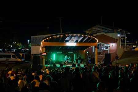 Students fill the amphitheater in Downtown Jackson for the Homecoming Hullabaloo.  - Photo by Cade Smith