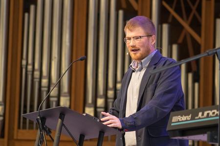 11/12/21 - Joe Ball, director for discipleship and ministry, speaks in chapel. - Abigail Aspinwall