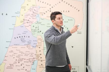 2/10/22 - Matthew Albanese, assistant professor of Biblical studies, lectures in the PAC. - Kristi McMurry Woody