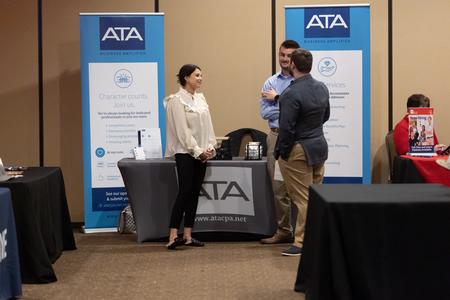 Students chat with area recruiters during the Career Fair. - Photo by Kristi McMurry Woody
