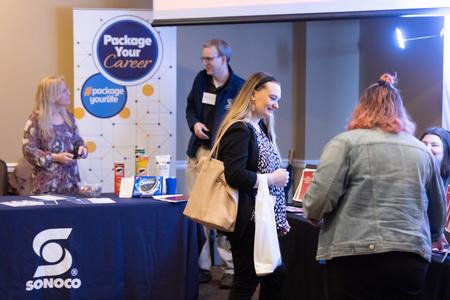 Union students chat with area recruiters at the Career Fair in the Grant Events Center. - Photo by Kristi McMurry Woody