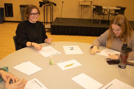 Students play Bunco during a J-term Res Life event. - Photo by Abigail Aspinwall