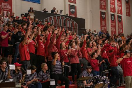 Students cheer on the Lady Bulldogs at the NCAA DII South Regional Tournament at Union University. - Photo by Faith Orr