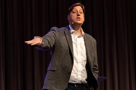 4/6/22 - Mark Catlin, assistant professor of Biblical studies and director for MCS, delivers a sermon from 1 John 4:1-21 in a Word Series chapel. - Lyla Dietz
