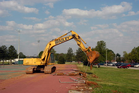 The tennis courts located outside of the Penick Academic Complex were torn down recently to make room for a new soccer field. - Photo by Morris Abernathy