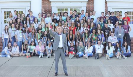 Union president, Samuel W. "Dub" Oliver, takes selfie with future Union students at Accepted Student Day 2022. - Photo by Blake Barnes