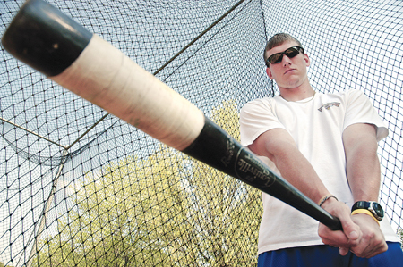 Senior Seth Silcock, sport management major,
is the offensive leader on the Bulldogs with a .372 batting average. - Photo by Kathleen Murray