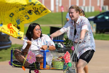 Students Eliana Isom and Elizabeth Edison get ready to compete in ResLife's annual 1/2K competition. - Photo by Suzanne Rhodes