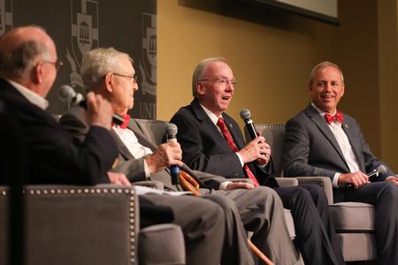 Union’s three most recent presidents — Hyran Barefoot, David Dockery and Samuel W. “Dub” Oliver — participated in a special panel discussion at the Legacy Luncheon, part of Union’s bicentennial kick-off celebration. - Photo by Suzanne Rhodes