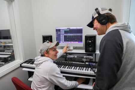 Union students utilize Union's new commercial music recording studio, located in Jennings Hall. - Photo by Suzanne Rhodes