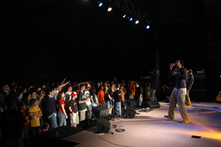 Alum band ScratchTrack performs for the Spring Thing weekend crowd. - Photo by Morris Abernathy