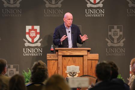 The McAfee School of Business hosted Frank Harrison, CEO of Coca-Cola Consolidated, for its annual Faith in the Marketplace luncheon. - Photo by Suzanne Rhodes