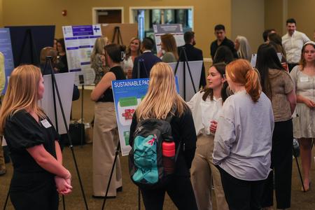 Students from multiple disciplines presented poster presentations at the 2023 Union University Scholarship Symposium. Oral presentations followed in classrooms across campus. - Photo by Eli Creasy