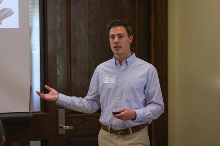 Biology major Preston Buck presents on "Ichneumonid Biodiversity in Cypress Grove Nature Park" at the 2023 UUSS. - Photo by Eli Creasy