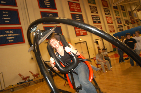 An incoming freshman takes a wild ride during the Spring Thing weekend. - Photo by Morris Abernathy