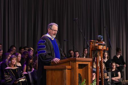 8/25/23 - Provost John Netland introduces new faculty members during Fall Convocation. - Karley Hathcock