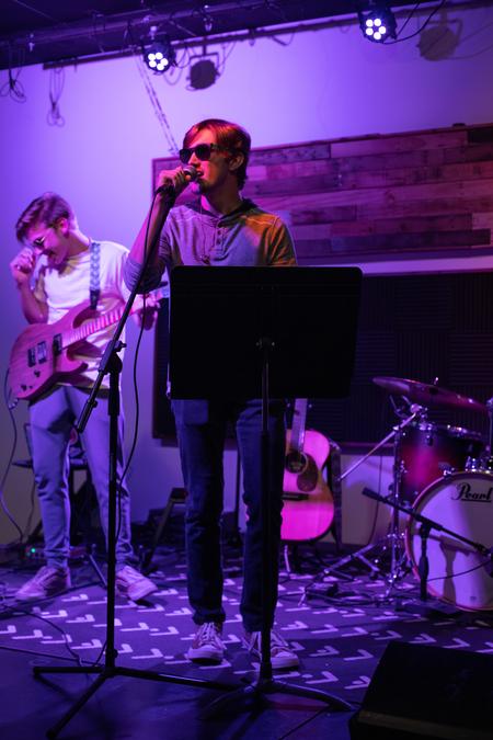 Gavin Kopko and Isaac Reid perform "Mountaintop" during an Open Mic Night in Barefoots. - Photo by Lindsey Atwood