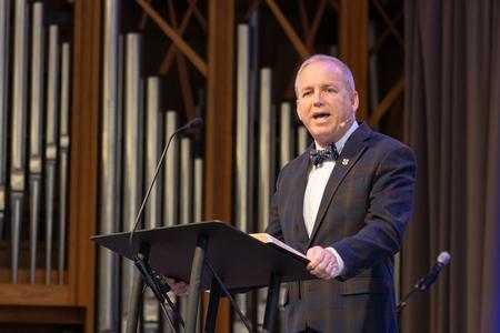President Oliver delivers an address during a chapel service. - Photo by Abigail Aspinwall