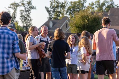 8/15/24 - President Oliver welcomes new students to his home for ice cream during Welcome Week. - Karley Hathcock