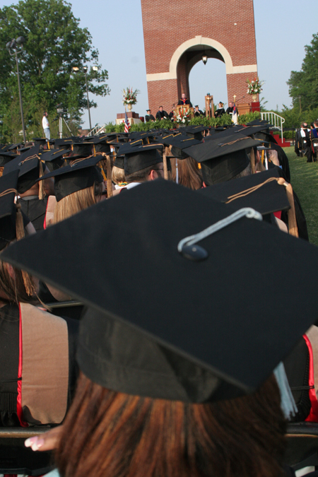 Black mortarboards are a common sight at graduation. - Photo by Kyle Kurlick