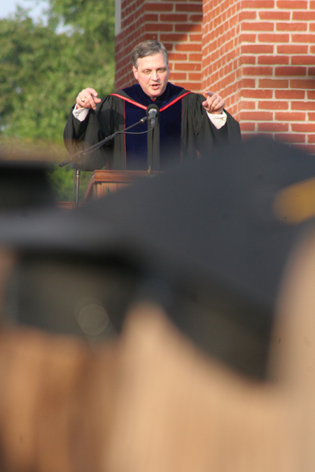 R. Albert Mohler Jr., president of Southern Baptist Theological Seminary, gives the commencement address entitled <i>While it is Day: Living as if Time Mattered.</i> - Photo by Kyle Kurlick