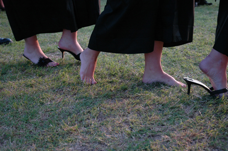 One graduate took advantage of a ceremony on the Great Lawn. - Photo by Kristen Nicole Sayres