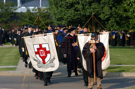 The graduates and the faculty file to the Great Lawn for Union's one hundred eightieth graduating class' commencement service. - Photo by Morris Abernathy