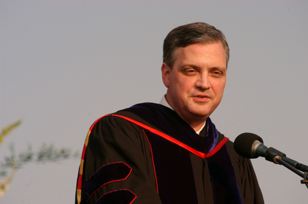 R. Albert Mohler Jr., president of Southern Baptist Theological Seminary in Louisville, Ky., gave the commencement address. Mohler encouraged the graduates to fulfill Jesus’ command to his disciples to do the work of the Father while they still can.  - Photo by Morris Abernathy