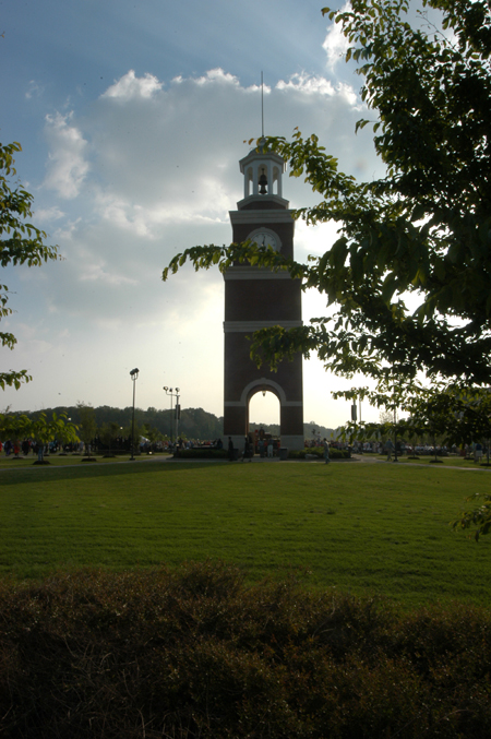 Miller Tower is a picturesque background to the graduation ceremony. - Photo by Morris Abernathy