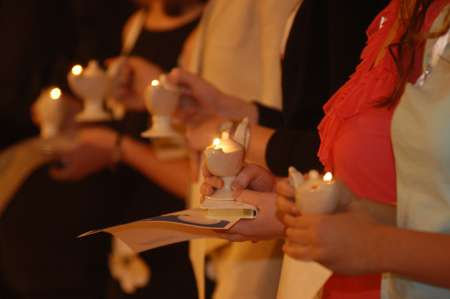 The lamps lit during the nursing dedication ceremony are representative of the lamp carried by Florence Nightingale. - Photo by Morris Abernathy