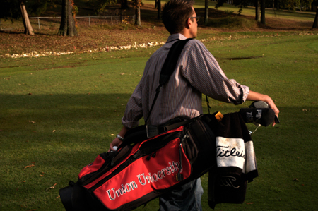 Nathan Morris heads down the fairway during a practice round. - Photo by Kathleen Murray