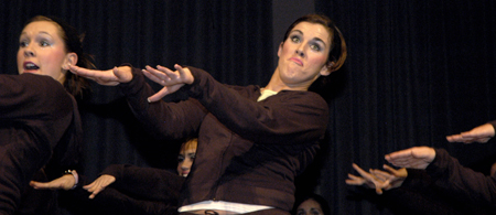 Chi Omegas throw it into high gear at the Variety Show large group division. - Photo by Kathleen Murray