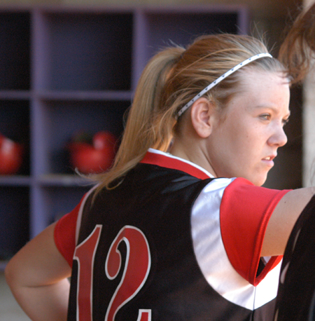 Junior pitcher, Jackie Cliff watches the action during one of Union's games during the TranSouth Conference Tournament. - Photo by Julie Powell