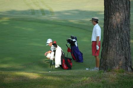 William Boyd eyes his chip shot during the Union Univerity/Hidden Valley Invitational. - Photo by Steven Aldridge