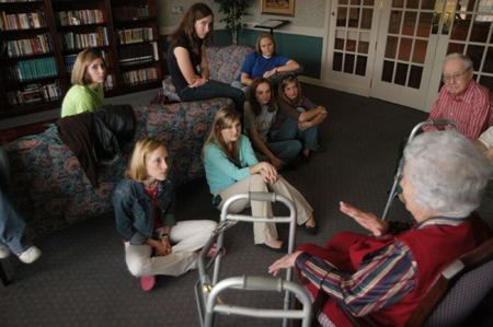 Members of the Freshman Council spent time at Cheyenne Trace Assisted Living during their Day of Remembrance service project. - Photo by Heather Phillips