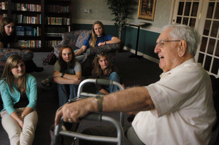 Members of the Freshman Council spent time at Cheyenne Trace Assisted Living during their Day of Remembrance service project. - Photo by Heather Phillips