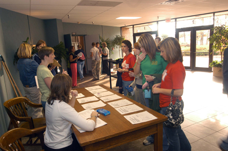 At the beginning of Day of Remembrance, students had a last second chance to pick a service project.  Many students also participated in service projects with their departments or student organizations. - Photo by Morris Abernathy