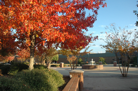 A fall day at the fountain behind the Penick Academic Center. - Photo by Brad Moore