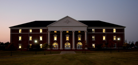 Jennings Hall at dusk in the fall. - Photo by Morris Abernathy