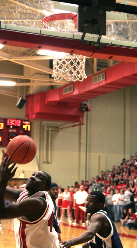 Senior guard Corey Burkett (45) hangs on to a pass by his fingertips in Union's 85-75 win over Lambuth. - Photo by Kyle Kurlick