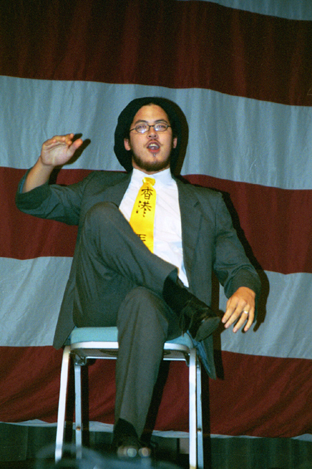 Allen Wong entertains with a vintage Monty Python sketch during the SAC Variety Show. - Photo by Lindsay Stavish