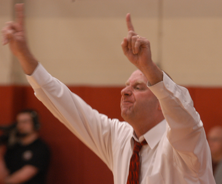 Union head coach Ralph Turner shouts the next play for his Bulldogs. - Photo by Heather Phillips